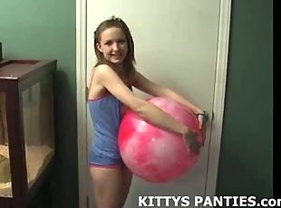 Kitty flashing her panties hunting for Easter eggs
