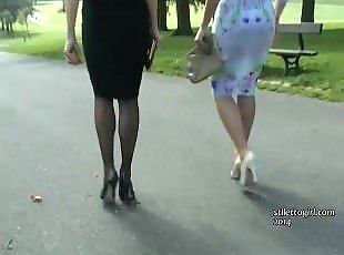 Admire these two elegant sexy babes with their beautiful high heel shoes on
