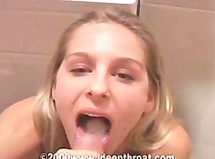 Hot blond girl make deepthroat and swallow all the cum